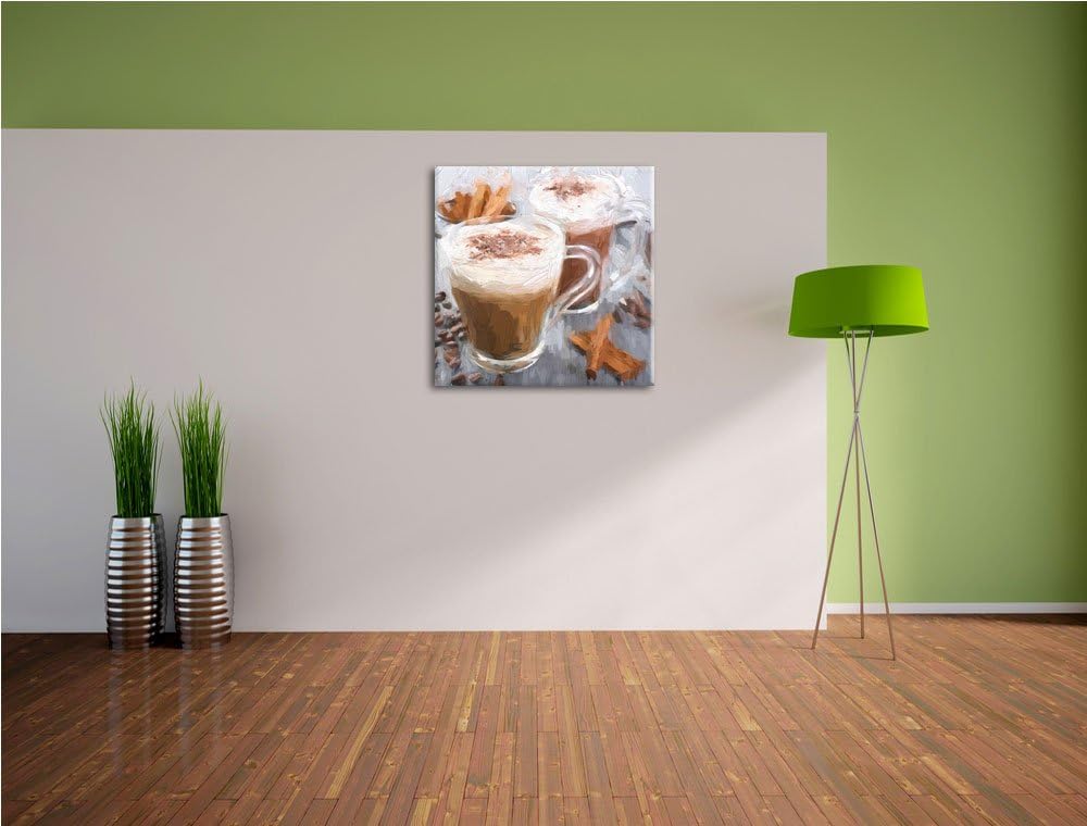 Pixxprint heisse Schokolade und frischer Kaffee mit Streuseln, Format: 70x70 auf Leinwand, 70x70