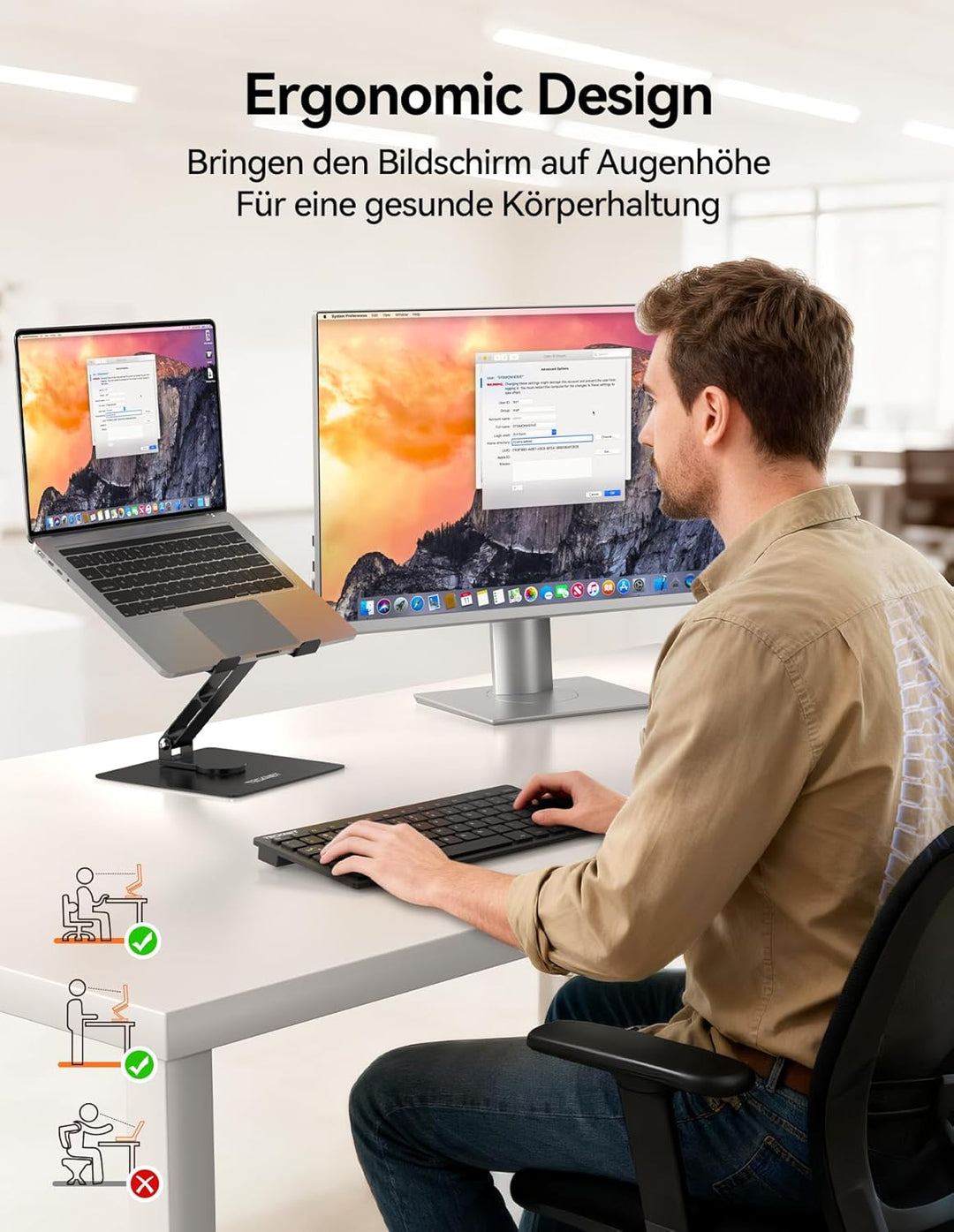TECKNET Laptop Ständer mit 360 Drehbarer Basis, Laptopständer Höhenverstellbar, Faltbarer Laptop Sta