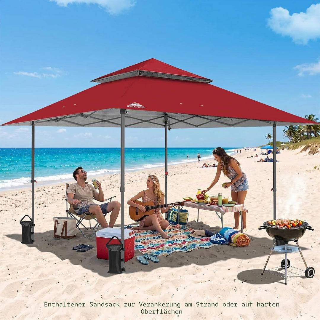 EAGLE PEAK Schräge Beine Faltbar Pavillon 4x4m Wasserdicht Camping Pop-up Faltpavillon mit Seitentei