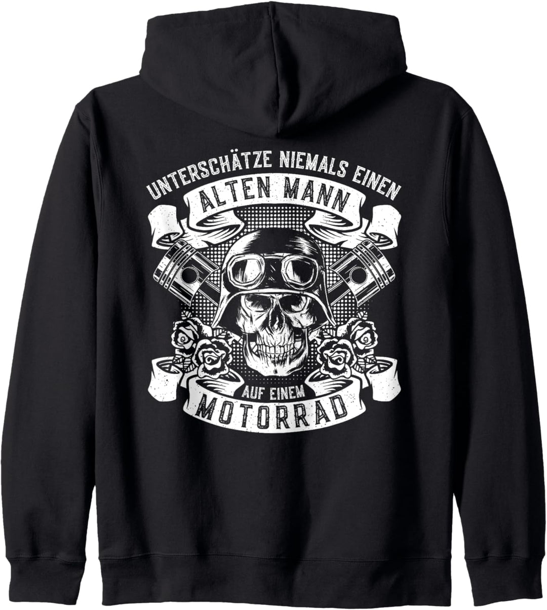 Unterschätze Niemals Einen Alten Mann Motorrad Biker Kapuzenjacke