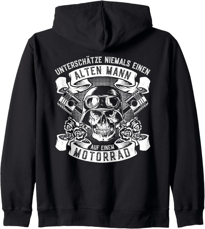 Unterschätze Niemals Einen Alten Mann Motorrad Biker Kapuzenjacke