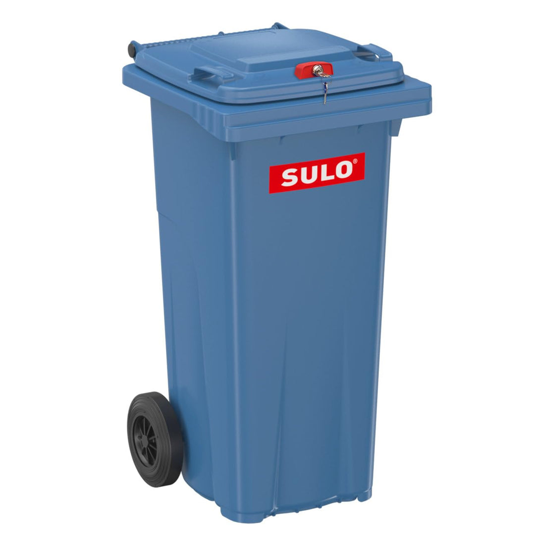 Sulo 120 Liter Müllbehälter Mülltonne Abfalltonne + Schloss | Blau | Für alle DIN-Kammschüttungen |M