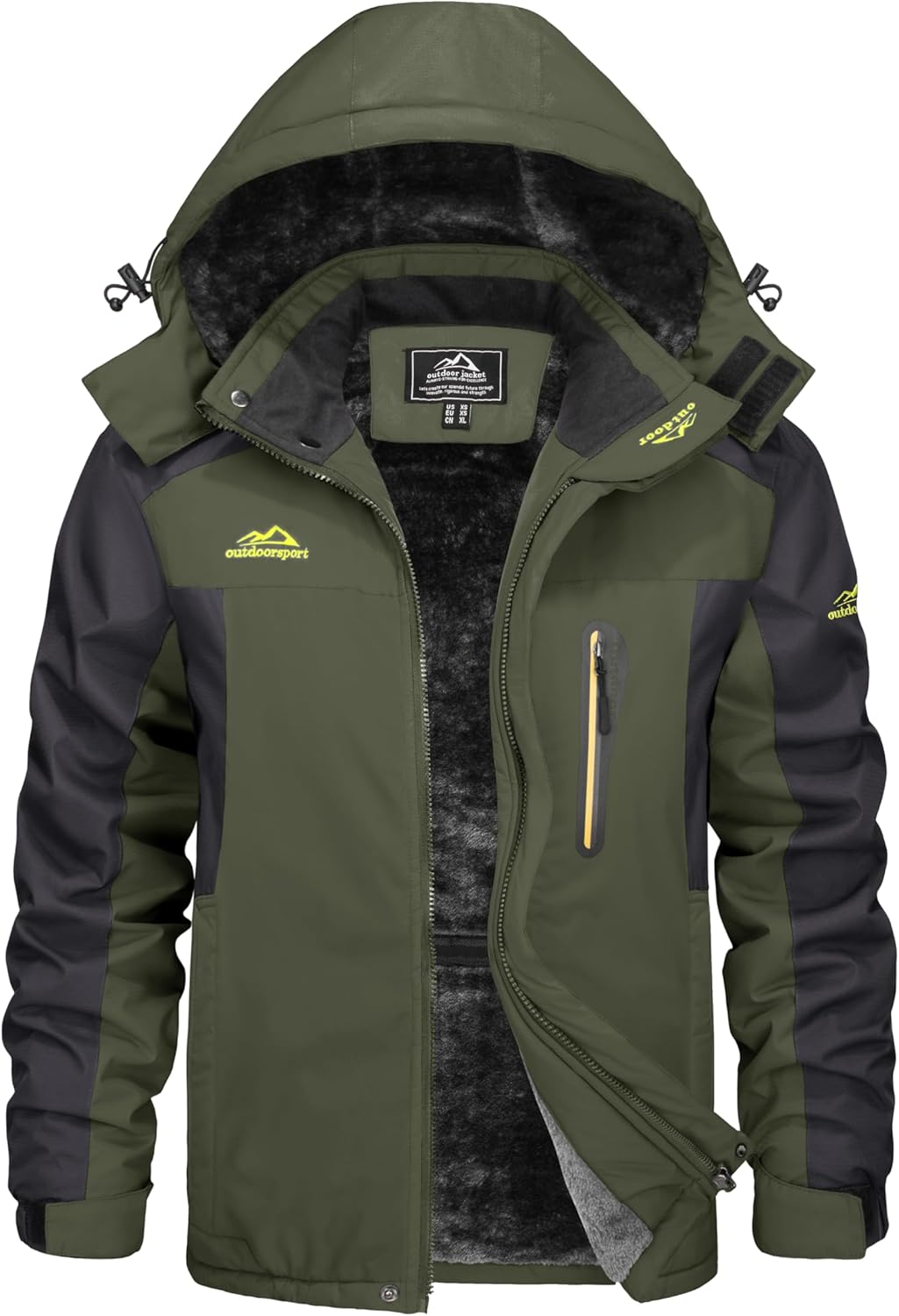 KEFITEVD Herren Winterjacke Wasserabweisende Warm Gefüttert Skijacke Outdoorjacke mit Abnehmbarer Ka