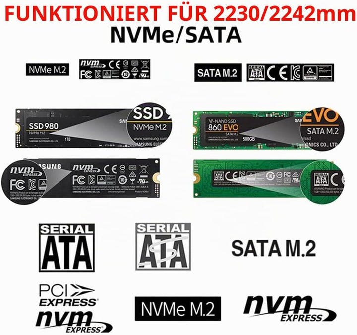 Cablecc USB 3.0 bis 2230 2242 M.2 NVMe M-Key NGFF Sata SSD externe PCBA-Falladapter RTL9210B Chipsat
