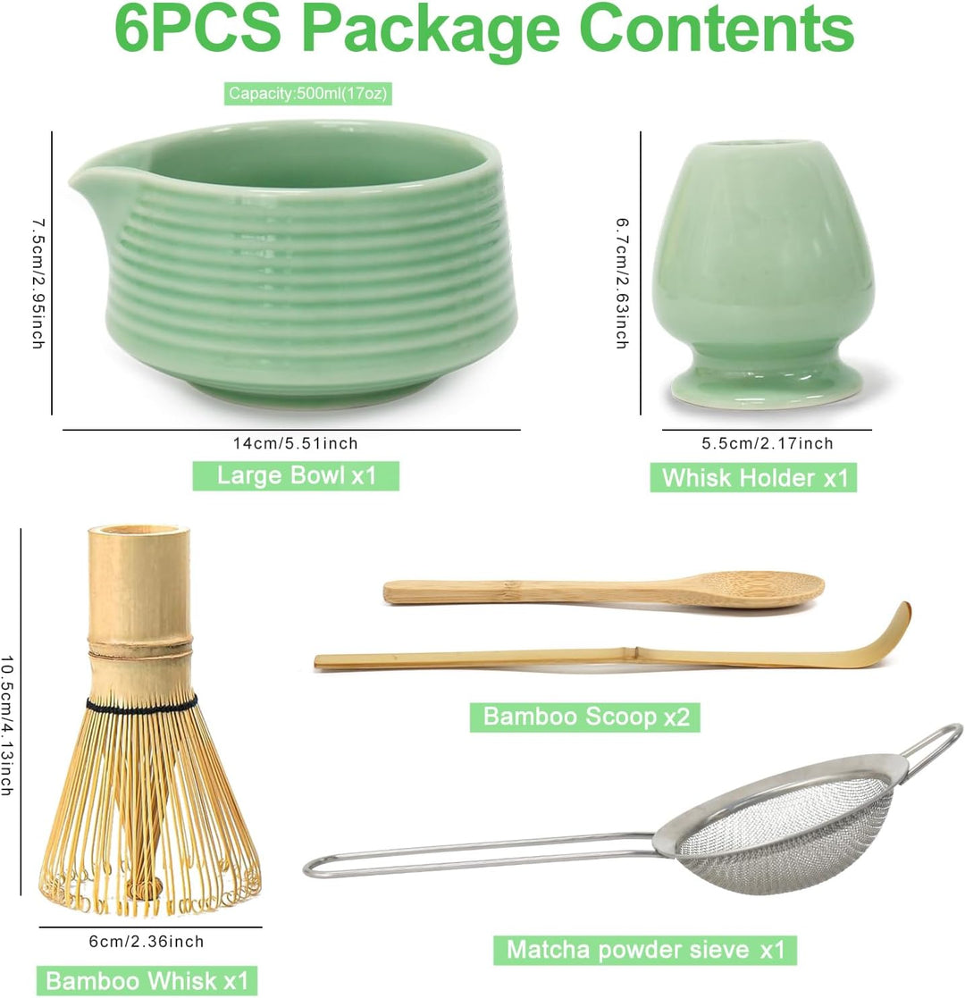 Matcha set,6 Stück Matcha Tee Set mit Matcha Besen,Matcha Filtersieb,Matcha-Schale, Chasen und Match