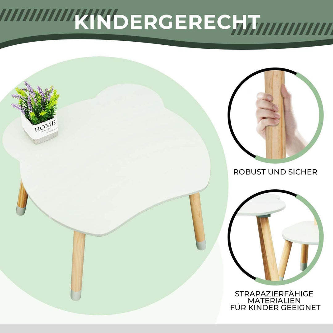 Rebecca Mobili Tisch und 2 Stühle für Kinderzimmer, Montessori Set 3 Teile, Wassergrün Braun, MDF Ki