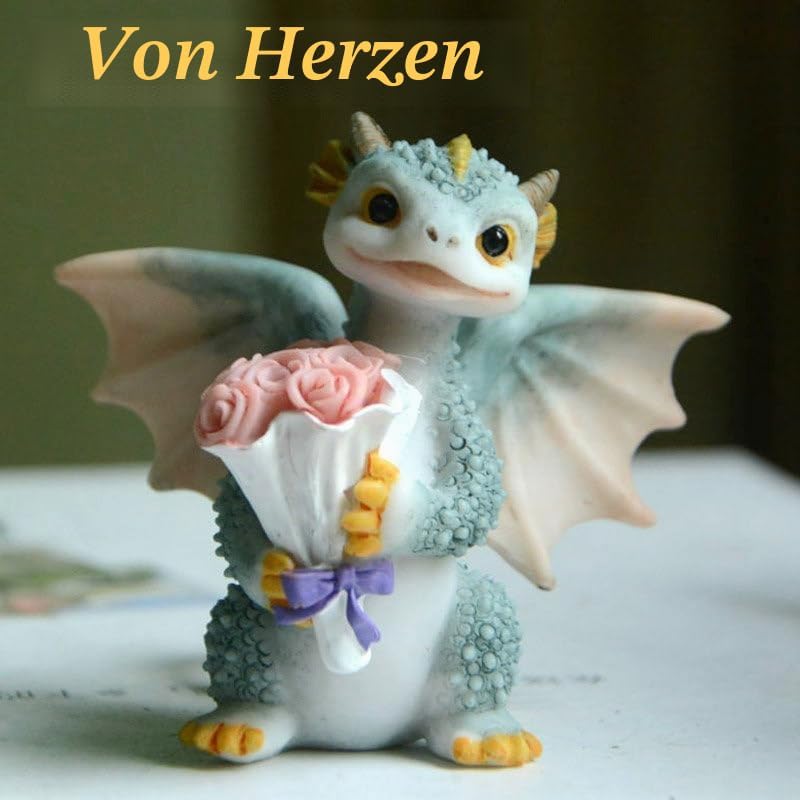 Miniatur Fee Garten Drache Figurine- Aus Meinem Herzen Anwesend Blume Drache, Anwesend Blume Drache
