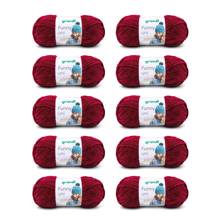Gründl Funny uni Strick- & Häkelgarn (samtartiges Chenille-Garn aus 100% Polyester, 10 x 100 g / 120