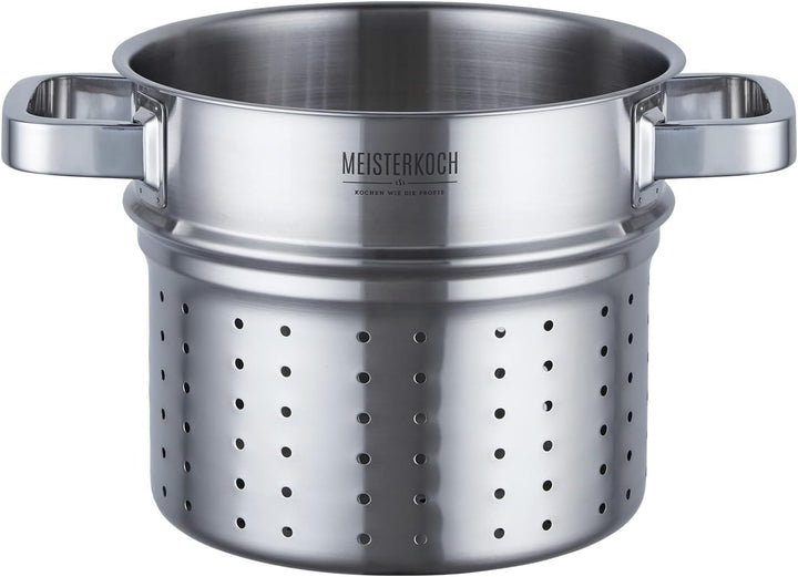 Meisterkoch Edelstahl Kochtopf gross. 20 cm Durchmesser, 5 Liter Volumen, 3-teilig, Induktion Topf |