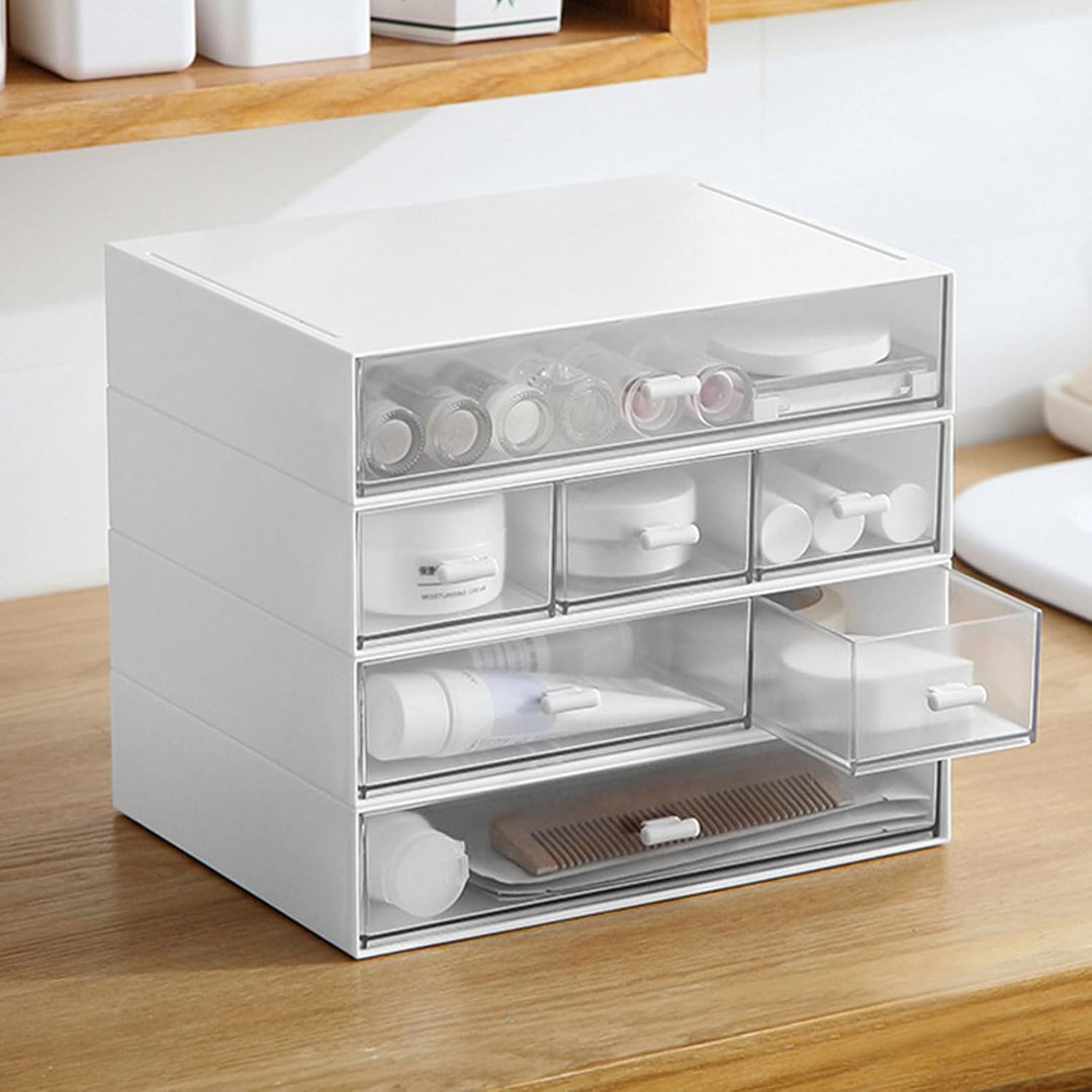 MUXHEL Stapelbarer Schreibtisch-Organizer mit 9 Schubladen, 4-tier Aufbewahrungsbox Kunststoff, Schu