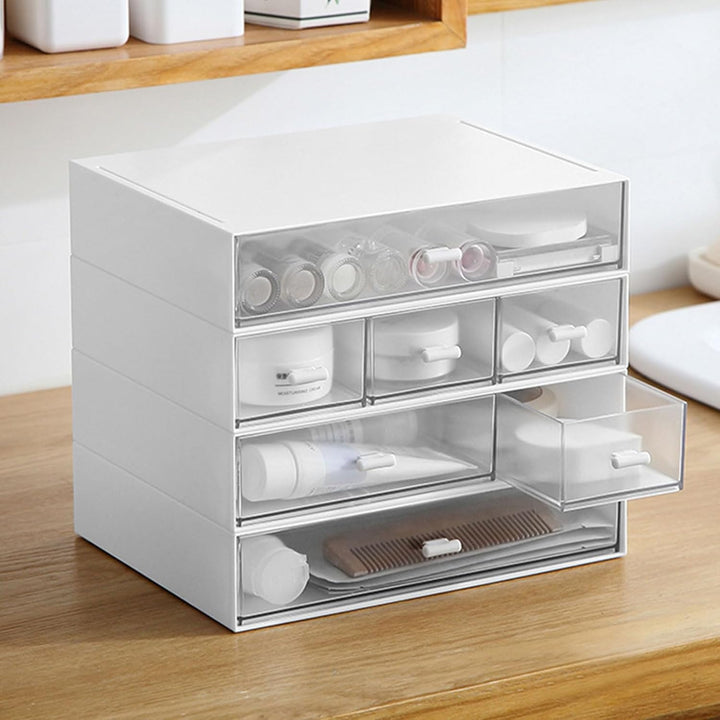 MUXHEL Stapelbarer Schreibtisch-Organizer mit 9 Schubladen, 4-tier Aufbewahrungsbox Kunststoff, Schu
