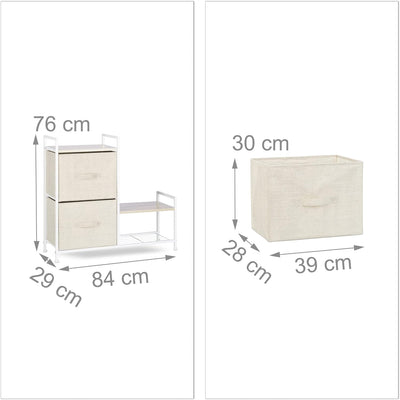 Relaxdays Regalsystem, 2 Stoff-Schubladen, universale Schubladenbox, Metall und Holz, HxBxT: 76 x 84