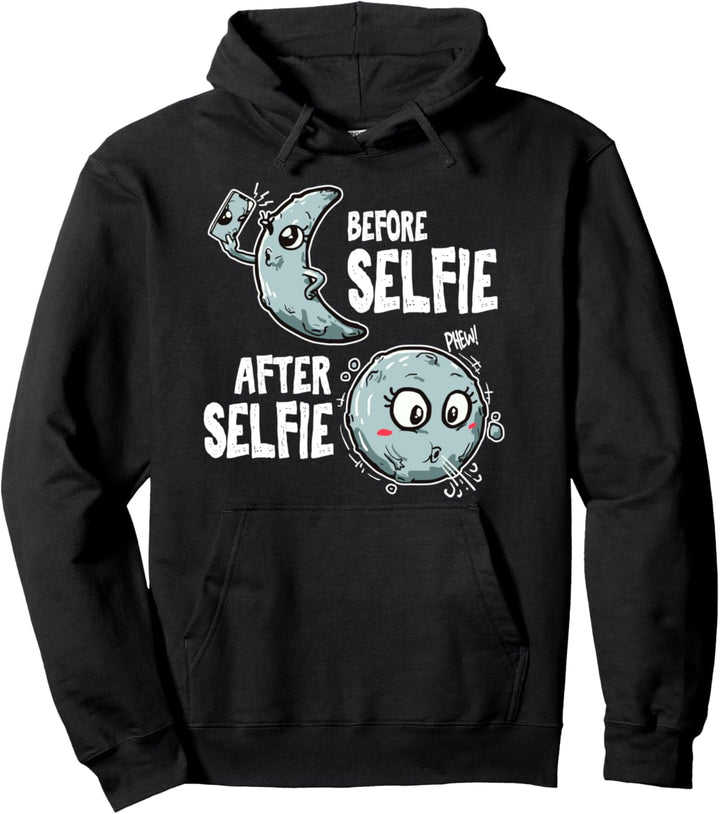 Lustiges Vorher Nacher Selfie Geschenk Mond Meme Pullover Hoodie