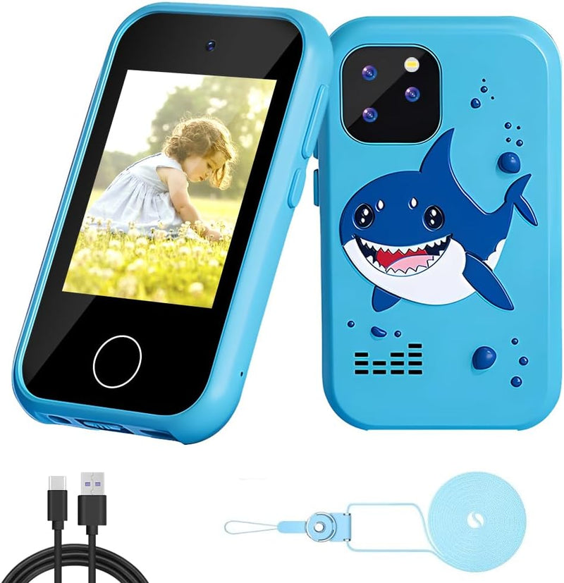 3T6B Kinder Handy Spielzeug, Kinderkamera im Smartphone-Format mit MP3-Player, Dual-Kamera, Touchscr