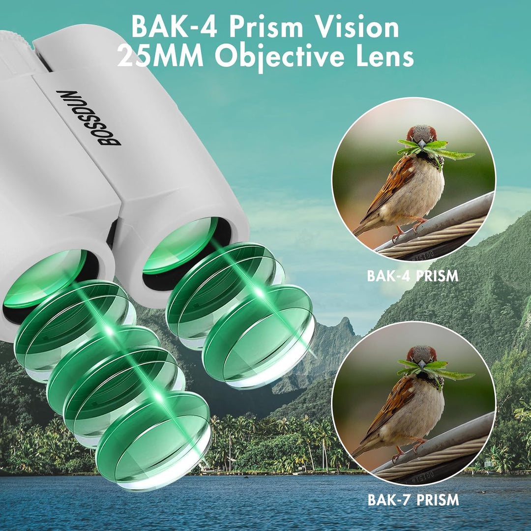 Ferngläser für Erwachsene,10x25 hochleistungsfähiges kompaktes wasserdichtes Fernglas mit klarem BAK