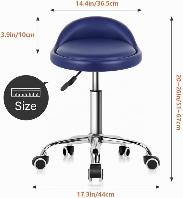 KKTONER Rollhocker mit Rückenlehne höhenverstellbar drehbar Arbeitshocker Drehhocker Rollhocker Büro