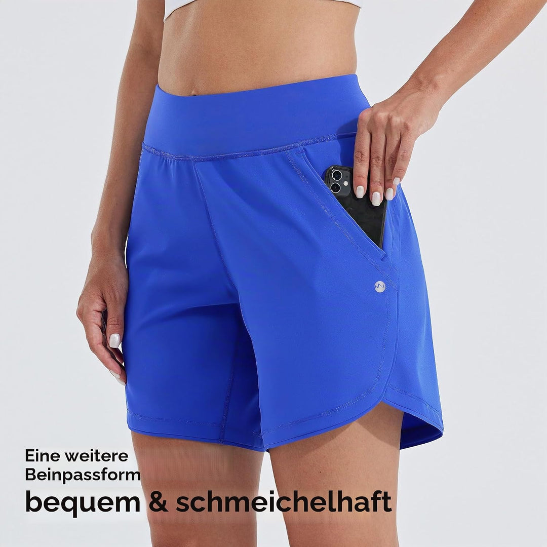 WILLIT Badeshorts Damen Badehose Schwimmen Boardshorts Schnelltrocknend Sommer Bikini Shorts High Wa