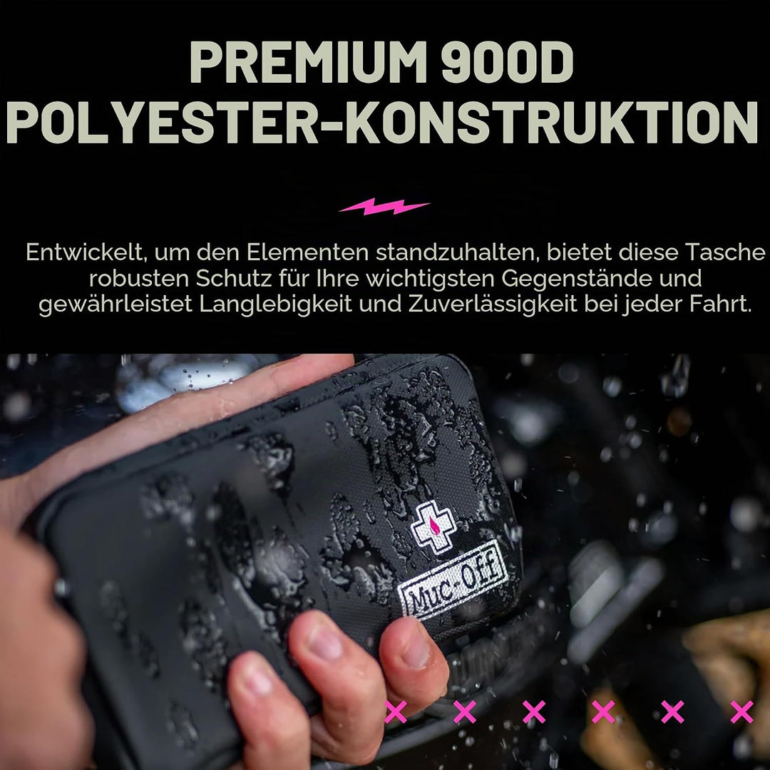 Muc-Off Essentials Wasserfeste Tasche – Robustes Schwarzes 900D Polyester - Wasserabweisende Fahrrad