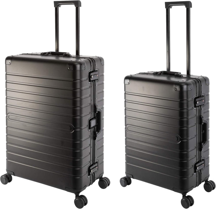 Travelhouse Oslo Alu Reisekoffer Schwarz M-65cm & L-75cm Hartschalenkoffer Reise Trolley Koffer Set