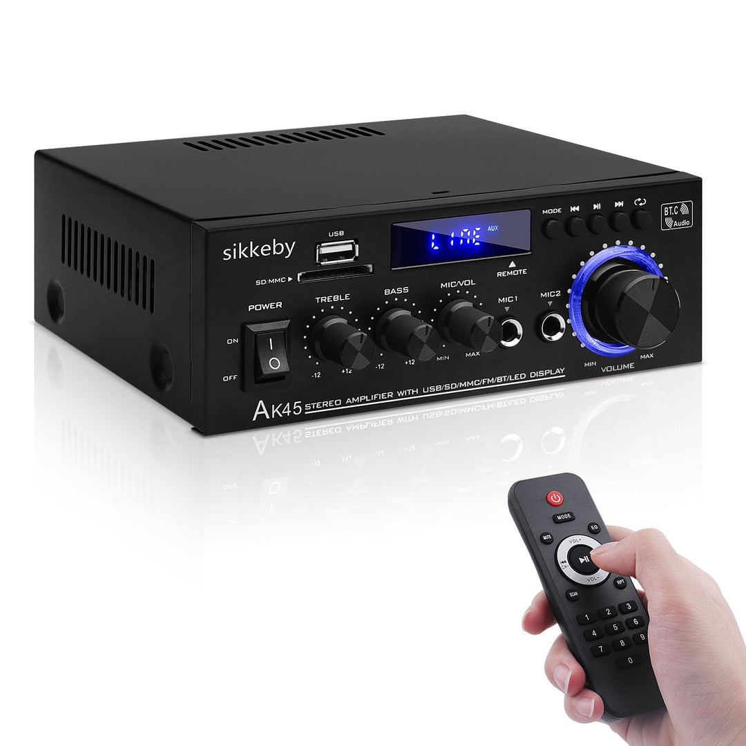 HiFi-Verstärker AK45 Mini Bluetooth Stereo-Audioverstärker Receiver 12V/ 220V 400W 2 Kanäle Digitale