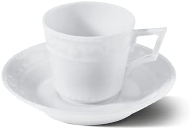 KPM Berlin KURLAND Espresso-Set 4 tlg, Porzellan, Espressotassen mit Untertassen, handmade, weiss Kl