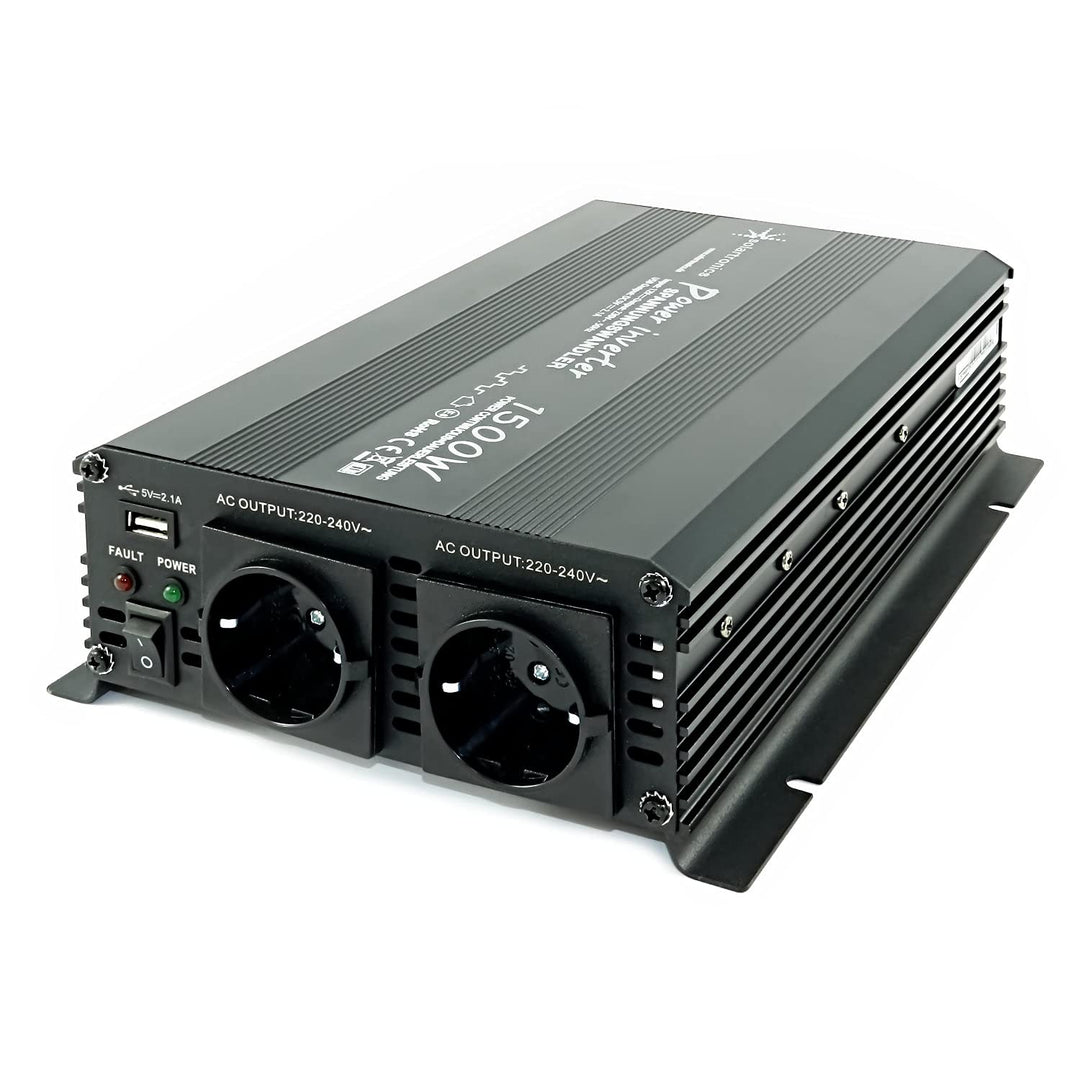 SOLARTRONICS Spannungswandler NM1500 12V 1500 Watt SCHWARZ - 3000 Watt Spitzenleistung - Wechselrich