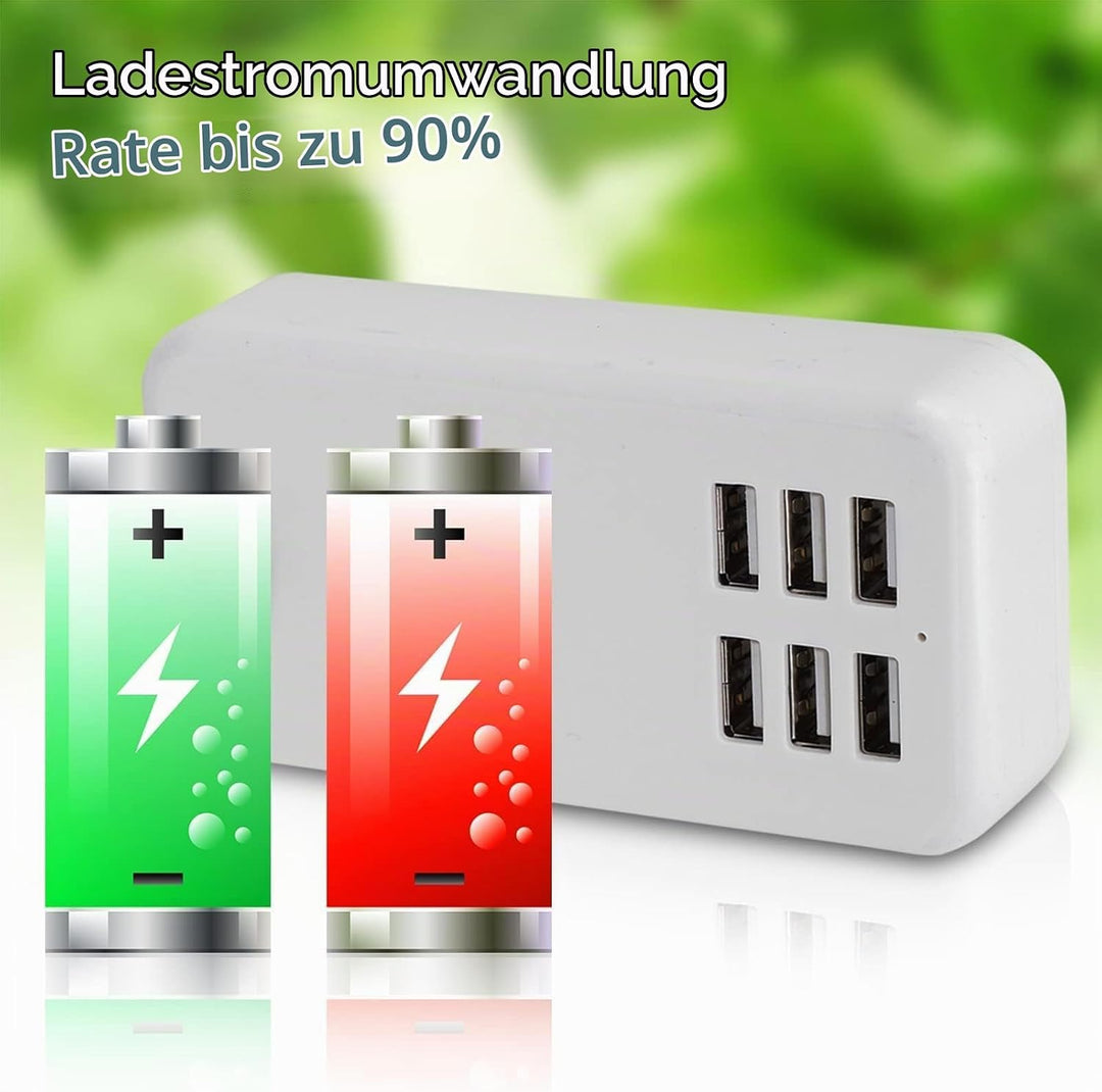 USB Ladestation, 30W 2A 100-240V USB Ladehub mit 6 Anschlüssen USB Ladeanschlüsse Überhitzungsschutz