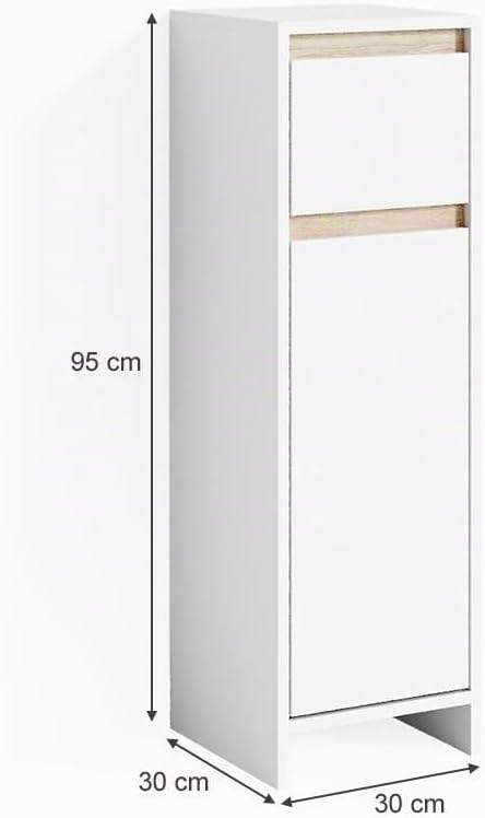 Vicco Midischrank Emma, Weiss/Sonoma, 30 x 95 cm Midi-Schrank, Midi-Schrank