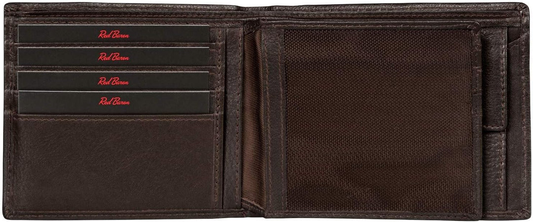 Red Baron Braune Herren Geldbörse aus Leder Querformat RB-WT-006-08