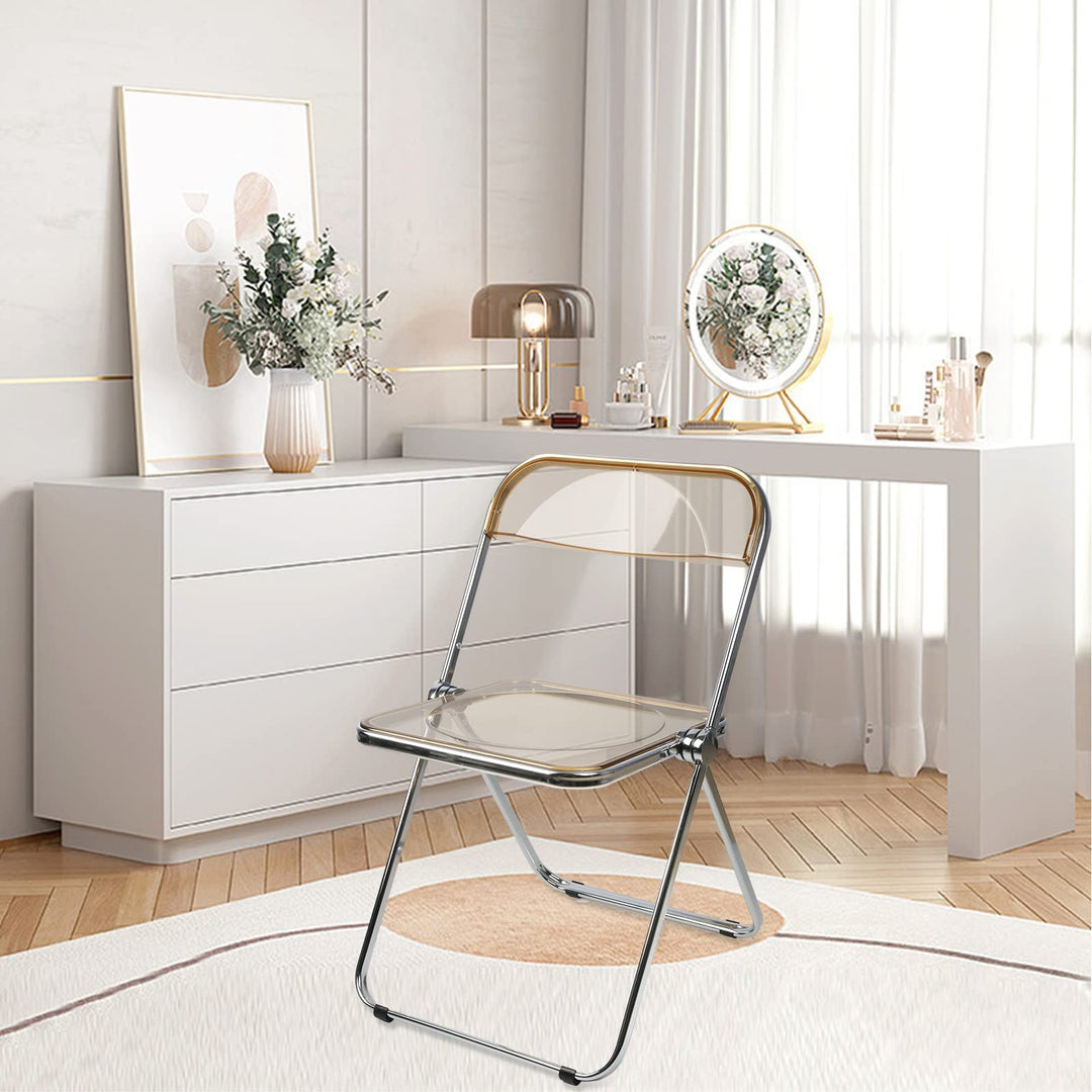 Esszimmerstühle 1er Set, Klappstuhl Stapelbarer, Acryl-Klappstühle, Küchenstuhl Mit Metallgestell, E