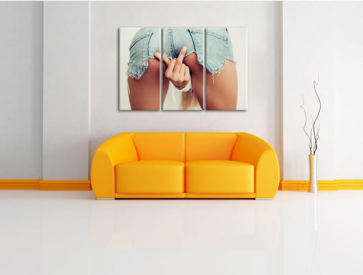 Pixxprint Frau in sexy Pose als Leinwandbild/Grösse: 3 Teilig (120x80 cm) cm/Wandbild/Kunstdruck/fer