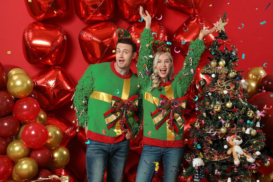 Unisex Herren Damen Hässlicher Weihnachtspullover Hoodie, lustiger gestrickter Kapuzenpullover für W