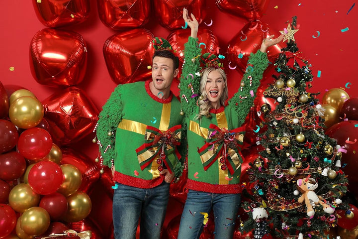 Unisex Herren Damen Hässlicher Weihnachtspullover Hoodie, lustiger gestrickter Kapuzenpullover für W