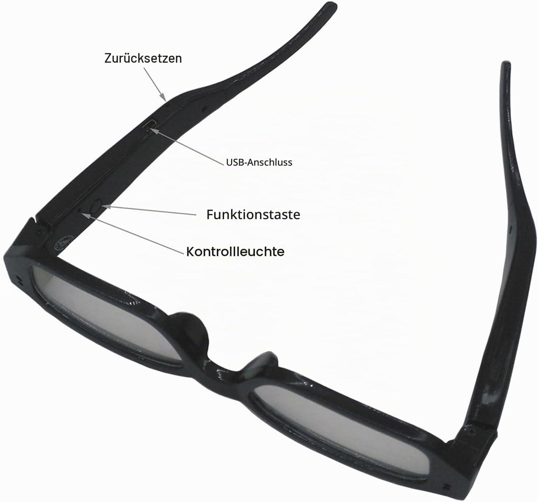 Spionagekamera-Brille mit Video-Digital-Camcorder, unterstützt TF-Karte mit bis zu 32 GB, modische 1