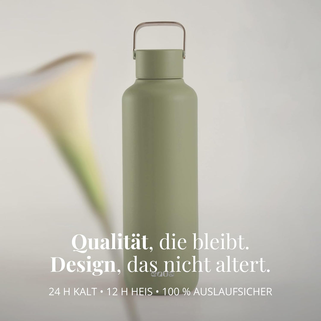 EQUA Timeless Isolierte Trinkflasche, doppelwandig, Edelstahl, 24 Stunden kalt oder bis zu 12 Stunde