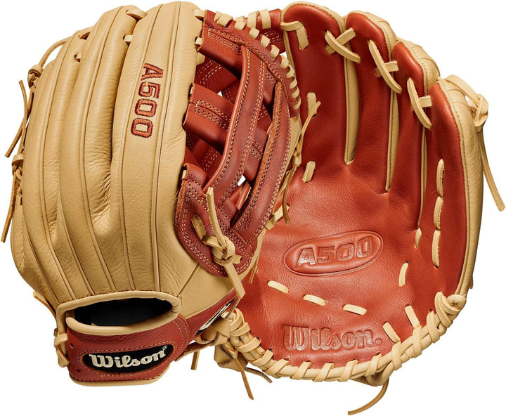 Wilson A500 Baseballhandschuh für Jugendliche Linke Hand Wurf Nützlichkeit 30,5 cm – Blond/Kupfer, L