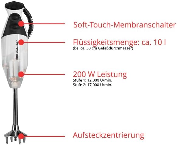 ESGE-Zauberstab M 200 Superbox, Stabmixer mit Zubehör, bis 17.000 U/Min, 90750, Weiss