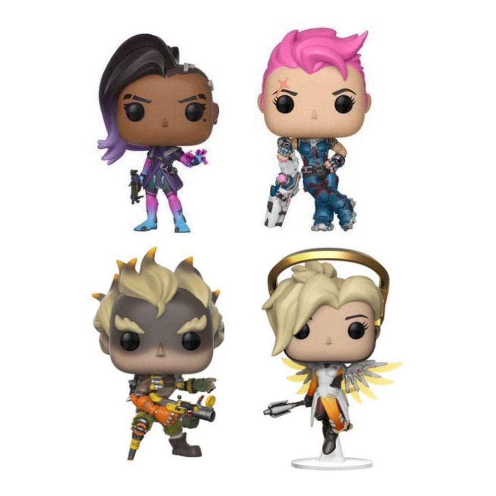 Overwatch Set mit 4 Figuren Pop! Games Vinyl Dark Zarya/Junkrat/Mercy (Glow) 9 cm