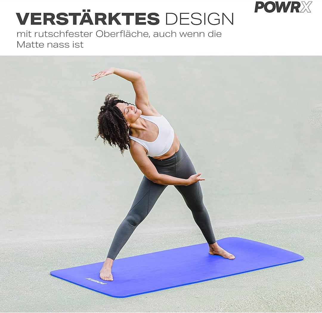POWRX Gymnastikmatte - Trainingsmatte für Yoga, Gymnastik und Pilates Zu Hause - rutschfeste, Phthal