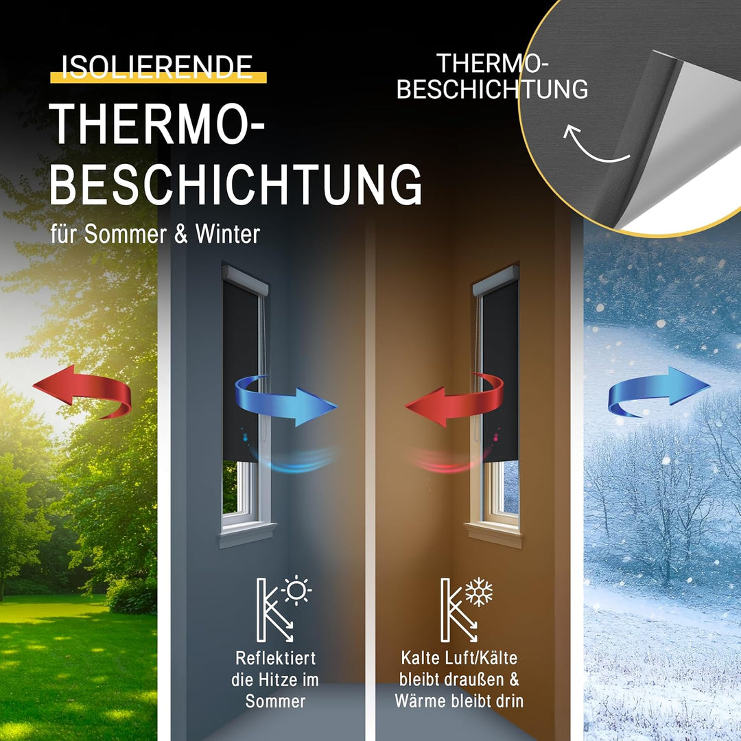 Sol Royal Kassettenrollo mit Führungsschiene SolReflect K24 100x175 cm Anthrazit - Blackout Thermoro