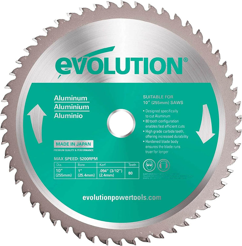 Evolution A255TCT-80MS - 255 mm Sägeblatt zum Schneiden von Aluminium - Metall-Sägeblatt Hartmetallb