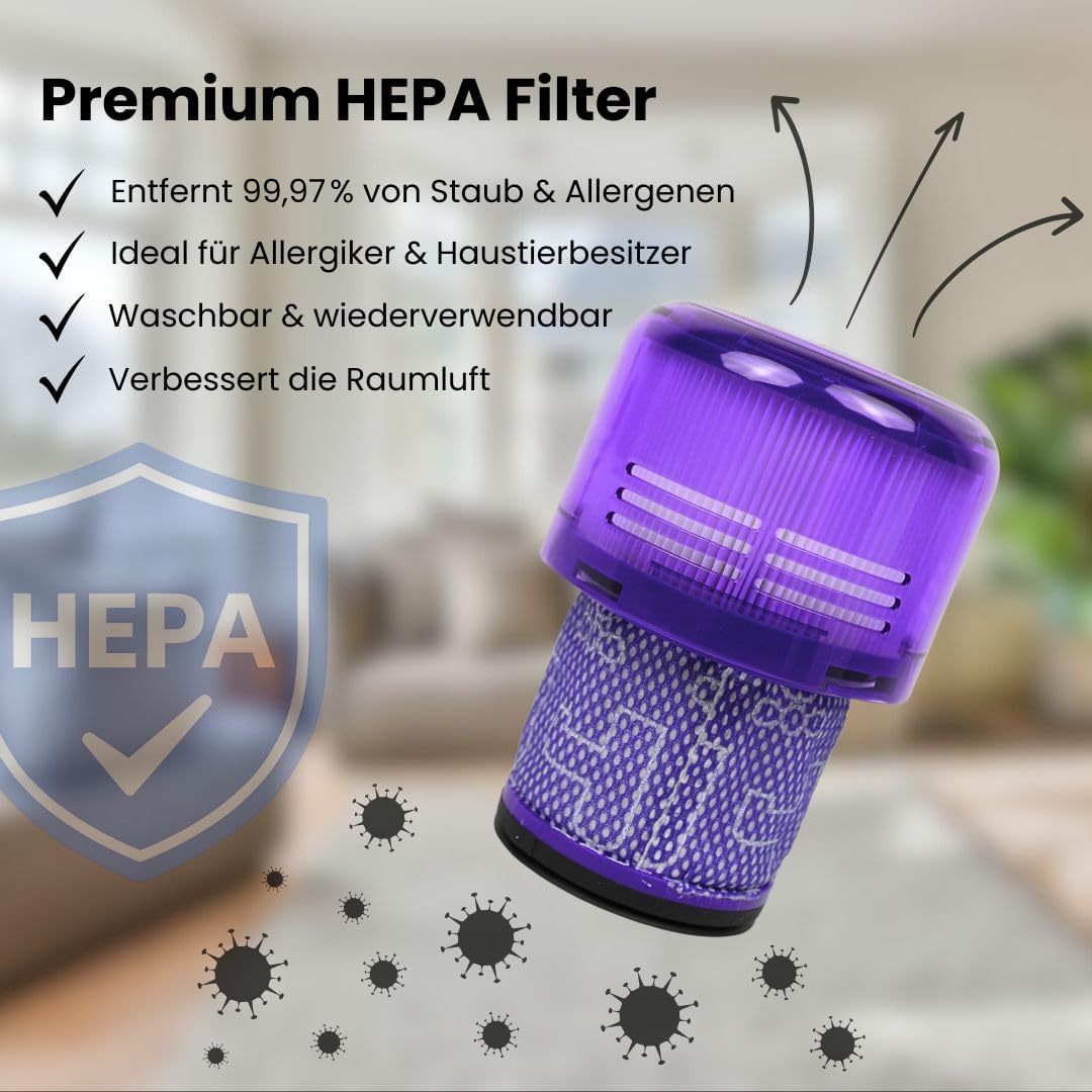 Dripl Filter für Dyson V11/V15 Staubsauger - 3er Pack - Ersatzfilter langlebig & effizient für maxim