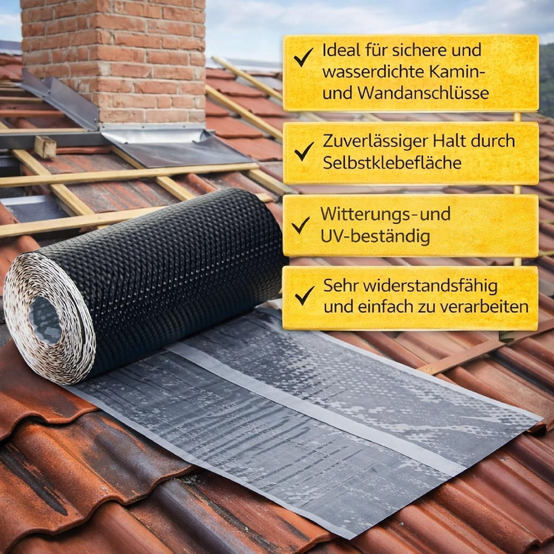 Stabilo Kaminanschlussband - 300mm x 5m - Schwarz | Wandanschlussband | für Dach Kamin Wand Schornst