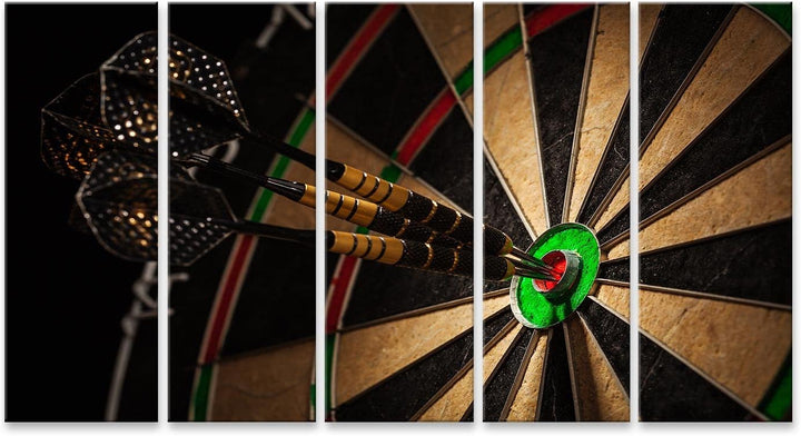 islandburner Bild auf Leinwand Drei Darts Bulls Eye Dartscheibe Bilder Wandbilder Poster 160x80cm -