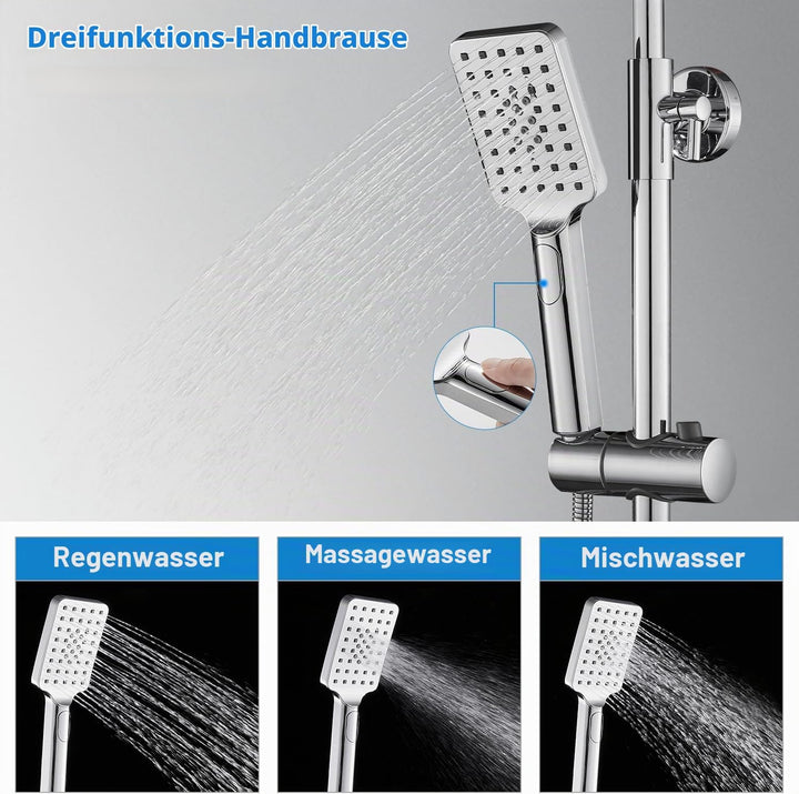BONADE Duschsystem mit Thermostat Regendusche Duschkopf aus 304 Edelstahl, Duscharmatur Komplettset