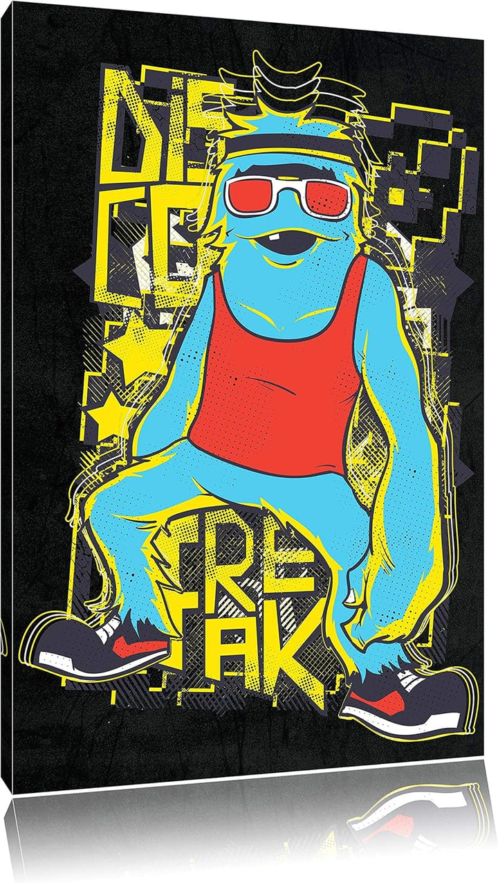 Dark Disco Freak black Leinwandbild Bild auf Leinwand, XXL riesige Bilder fertig gerahmt mit Keilrah