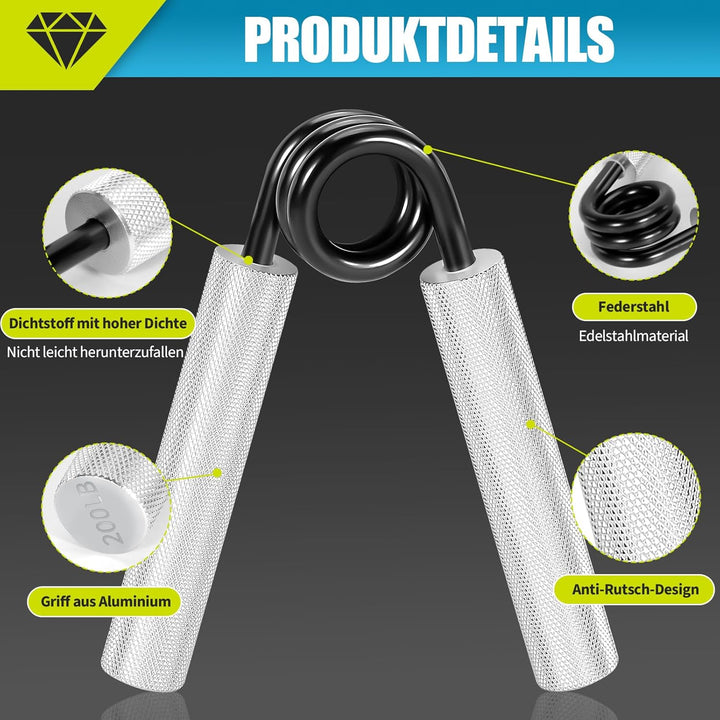 4er Pack Handtrainer Fingertrainer, Aluminium Unterarmtrainer, Grip Griffkraft Trainer, Handmuskeltr