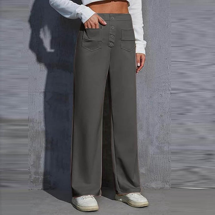 Hose Damen Langgrösse Arbeitshose für Damen, hohe elastische Taille, gerade Hose mit weitem Bein, Bu