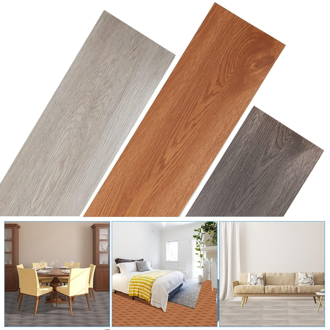 Gimisgu Bodenbelag Selbstklebend 4,88 m² Vinylboden Selbstklebend Rutschfeste Weiss Oak Vinyl Lamina