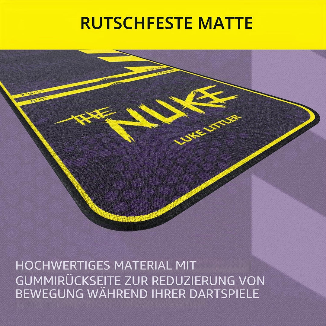 TARGET Darts Luke Littler Dartmatte, The Nuke Darts Matte | Dart Oche Matte mit Soft- und Steeldarts